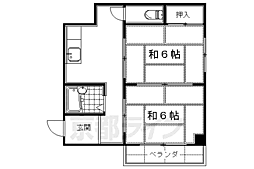 京阪本線 伏見桃山駅 徒歩10分の賃貸マンション 3階2DKの間取り