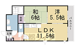 デュ四条 2LDKの間取図画像