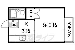 エステート一条 1Kの間取図画像