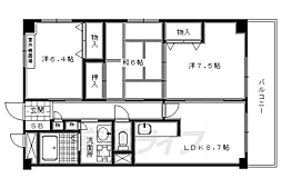 イースタン平野路 3DKの間取図画像