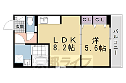 京都市北区紫竹栗栖町アパート 1LDKの間取図画像