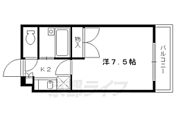 カーサ.フォレスト西賀茂 1Kの間取図画像