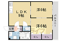 ヴェルナ西京極 2LDKの間取図画像