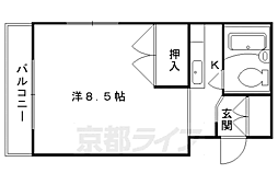 グランタック竜安寺 1Kの間取図画像