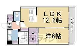 KCCフラット西京極 1LDKの間取図画像