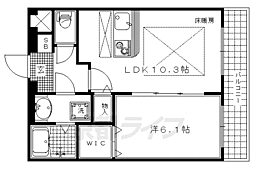 マリベール北山 1LDKの間取図画像