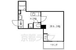 カーサ・ヴェルデ高辻 1Kの間取図画像