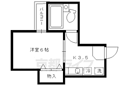 リエス東山三条 1Kの間取図画像