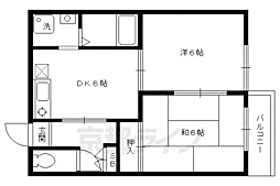 ヴィヴァーチェ西賀茂 2DKの間取図画像