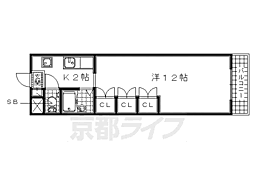 アミュージア'91 1Kの間取図画像