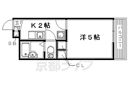 レオパレスプランタン五番館 1Kの間取図画像