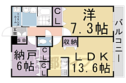 シュシュパルク太秦 1SLDKの間取図画像