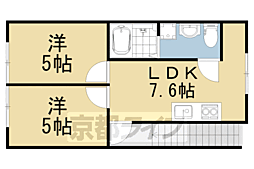 西野大鳥居ハイツ 2LDKの間取図画像
