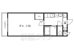 ヴァン・セプトきぬがさ 1Kの間取図画像