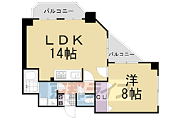 パインフィールド二条城 1LDKの間取図画像