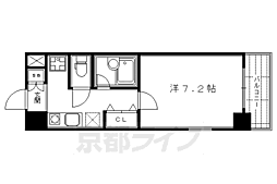 CQレジデンス京都東山三条 1Kの間取図画像