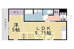 グランシャリオ招提3 1LDKの間取図画像