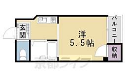 アーモン 1Kの間取図画像