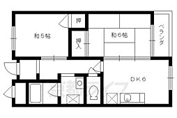 コスモ星の子ハイツ 2DKの間取図画像