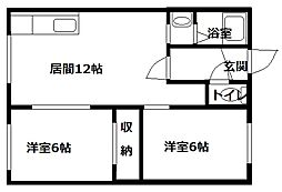 山田マンション2 2LDKの間取図画像