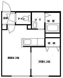 カトリーヌ 1DKの間取図画像