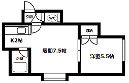 クヴァルチーラ5・3 1LDKの間取図画像