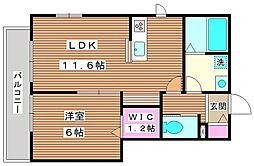 ソレイユモンタン 1LDKの間取図画像