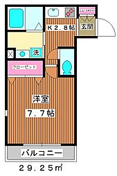 メゾン　ドゥ　ルミエール 2階1Kの間取り