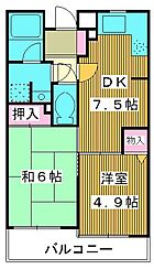 板橋本町グリーンパーク 2DKの間取図画像
