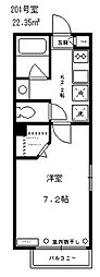 飛鳥ハイムB 1Kの間取図画像