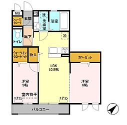 クレストヒル 2LDKの間取図画像
