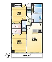 GrandVillaCora 2LDKの間取図画像