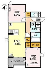 ラ・グリシーヌ・レーブ 2LDKの間取図画像