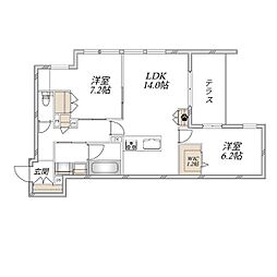 練馬区田柄4丁目マンション 2LDKの間取図画像