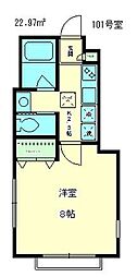 ハイフィールド 1Kの間取図画像
