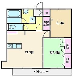 富士見市鶴馬1丁目マンション 2LDKの間取図画像