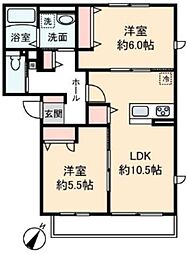 朝霞市本町1丁目アパート 2LDKの間取図画像