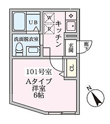 Rivera Bloom横浜 1Kの間取図画像