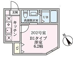 Rivera Bloom横浜 1Kの間取図画像