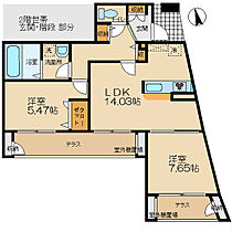 アージュ・ドール E-101 ｜ 東京都八王子市みなみ野４丁目22-6、7、5、10、3、1（賃貸タウンハウス2LDK・1階・66.36㎡） その2