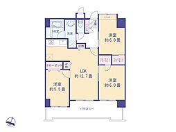 サンライズマンション玉川上水 3LDKの間取図画像