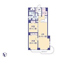 調布ヶ丘ハイツ 2LDKの間取図画像
