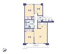 昭島つつじが丘ハイツ北住宅22号棟 3LDKの間取図画像