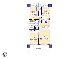 日神パレステージ武蔵砂川 3LDKの間取図画像