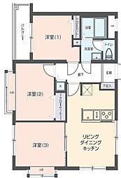 センチュリー日野 3DKの間取図画像