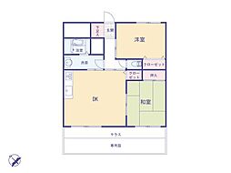 田園キャッスル立川 2DKの間取図画像