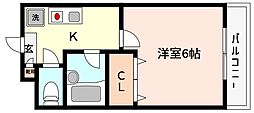 ERシティーズ住吉 1Kの間取図画像