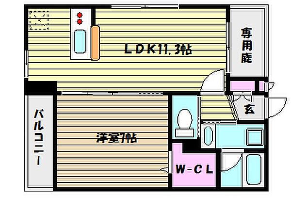 クレセント本山中町 101｜兵庫県神戸市東灘区本山中町３丁目(賃貸アパート1LDK・1階・42.44㎡)の写真 その2