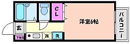甲南ハイツ 1Kの間取図画像
