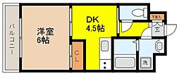 サンフォーレ岡本 1DKの間取図画像